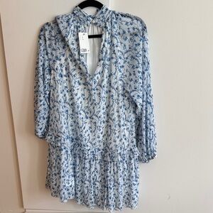 H&M Blue Floral Long Sleeve Dress